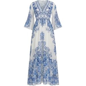 Maxi Dress Floral Womens Wedding Boho Garden Party Flowy Fairy Whimsical 42